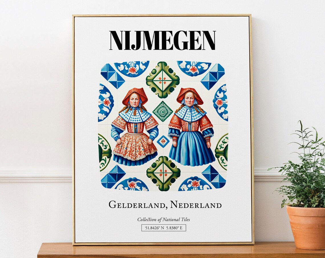 Nijmegen Netherlands Folk Costumes Tile Pattern Art Print