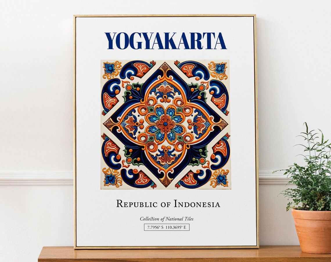 Yogyakarta Indonesia Traditional Tile Travel Poster