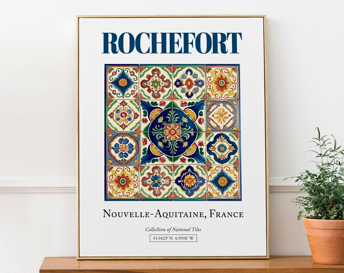 Rochefort, Nouvelle-Aquitaine France Folk Tile Art Print