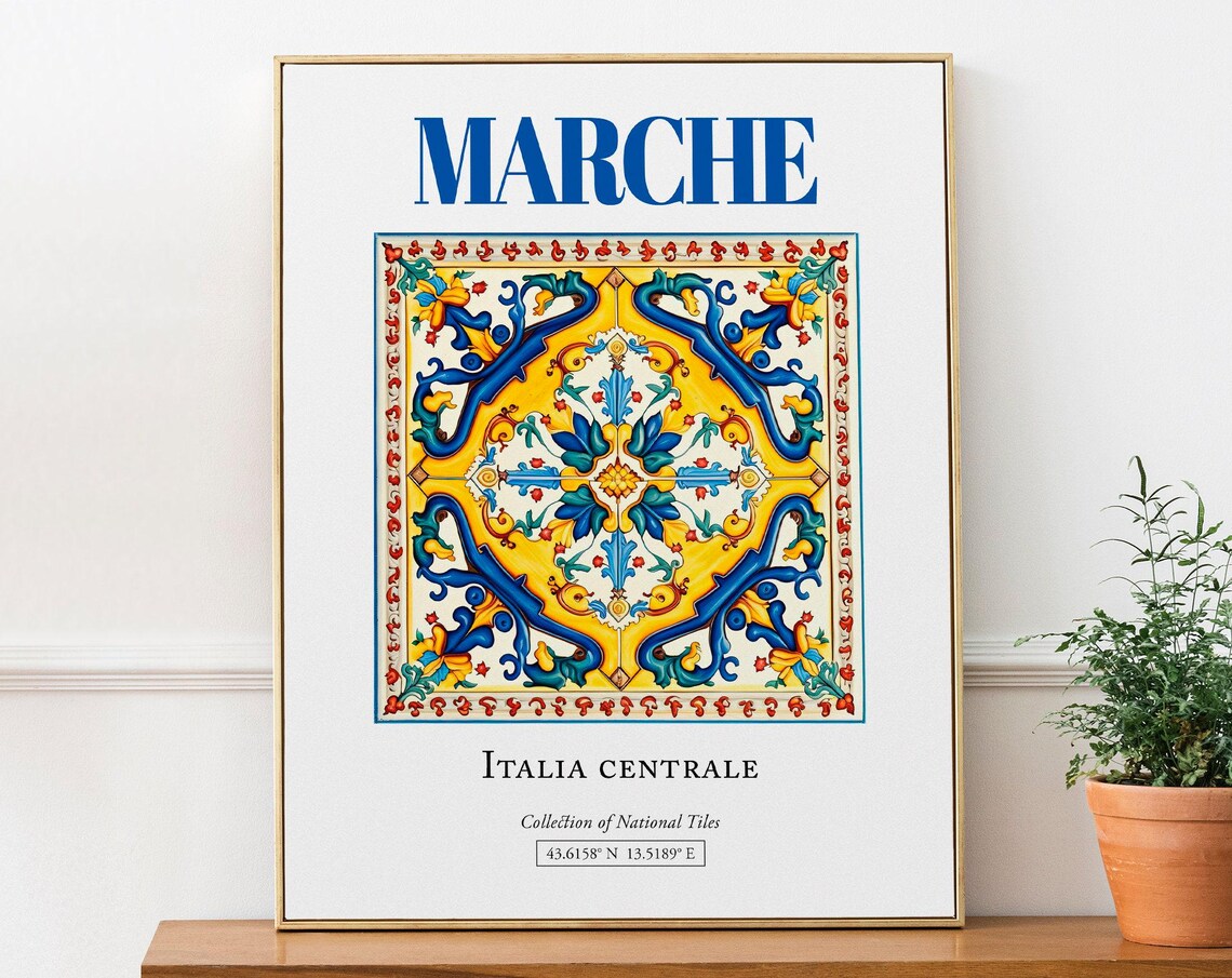 Marche Italia Centrale Italy Folk Maiolica Tile Poster