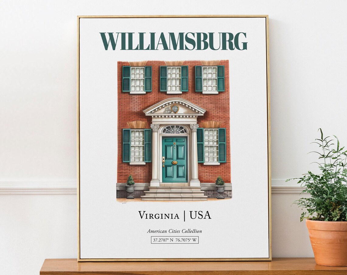 Williamsburg Virginia USA Minimalist Watercolor Poster