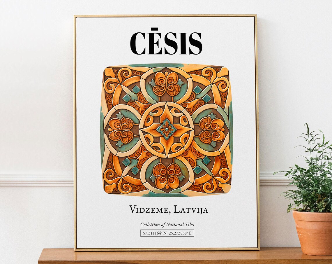 Csis Vidzeme Latvia Traditional Tile Pattern Poster