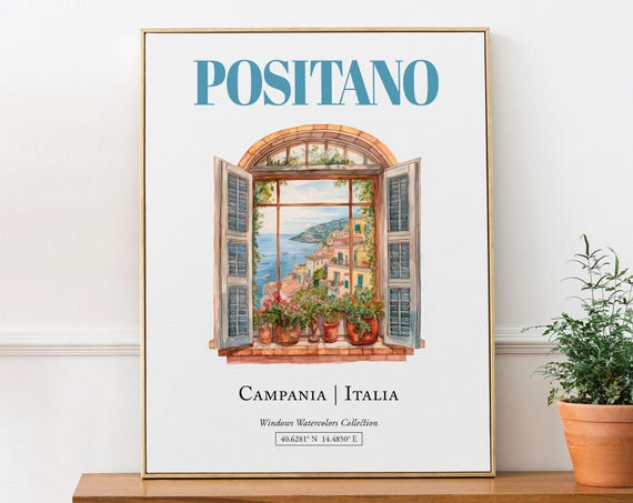 Positano Italy Watercolor Illustration Art Print