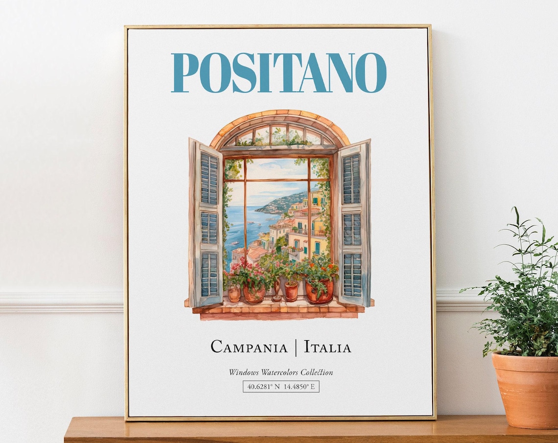 Positano Italy Watercolor Illustration Art Print