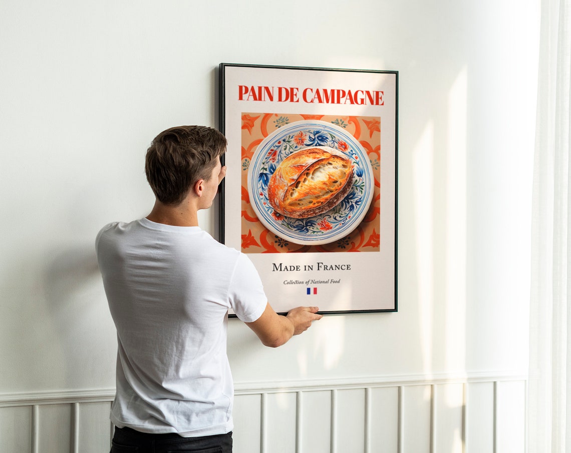 Pain De Campagne on Maiolica Tile Plate, French Food Art Print - Image 3