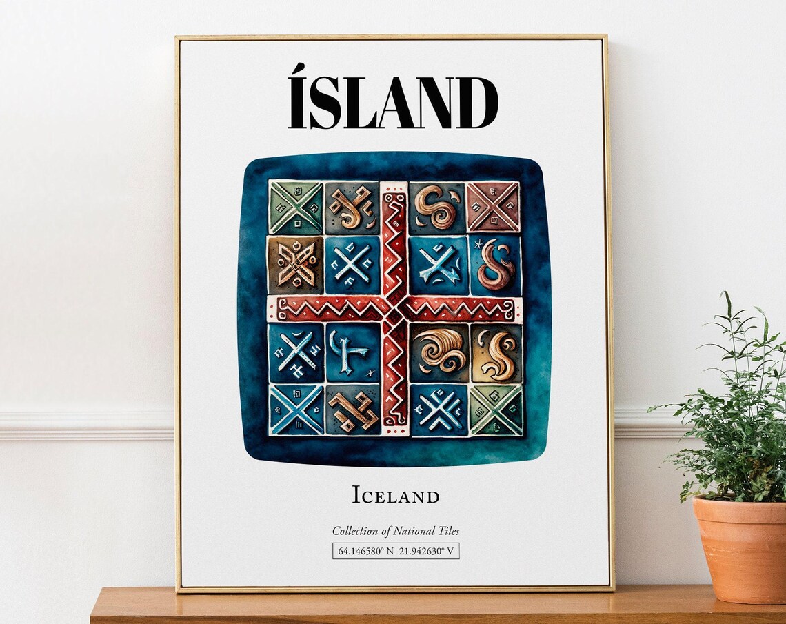 Iceland Traditional Tile Pattern Art Print