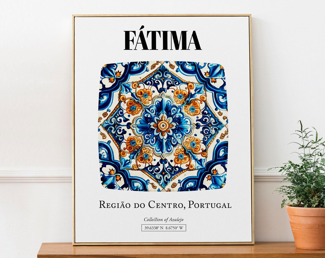 Fatima, Portugal Traditional Tile Pattern Art Print