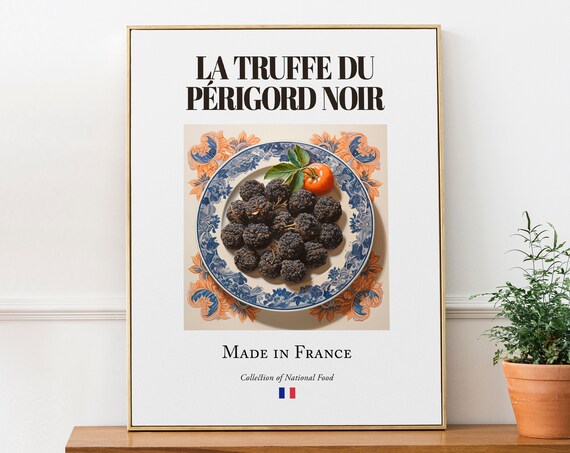 Black Prigord Truffle on Maiolica Tile Plate Poster