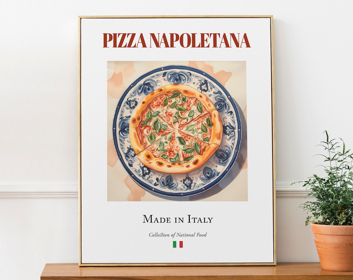 Pizza Napoletana On Maiolica Tile Plate, Poster