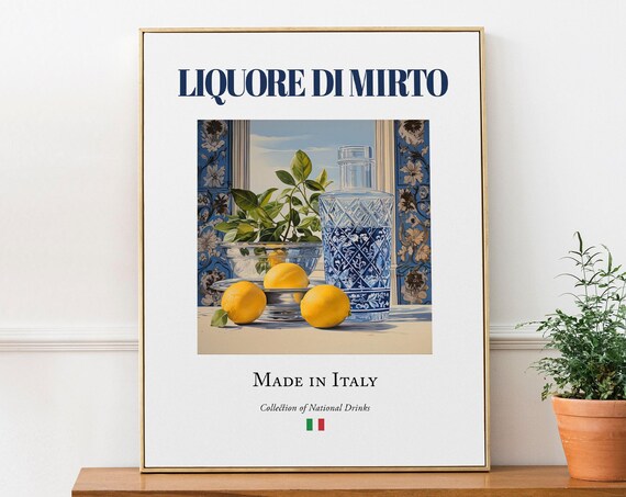 Liquore Di Mirto Maiolica Tile, Italian Beverage Poster