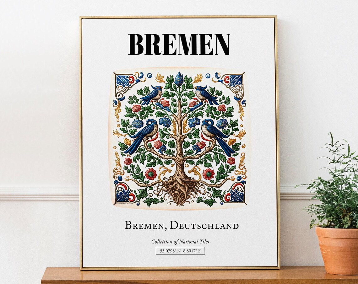 Bremen Germany Traditional Tile Pattern Art Print