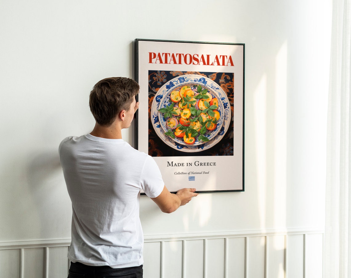 Patatosalata On Maiolica Tile Plate, Greek Food Art Print - Image 3