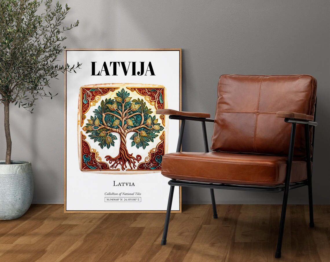 Latvia Traditional Tile Pattern Art Print
