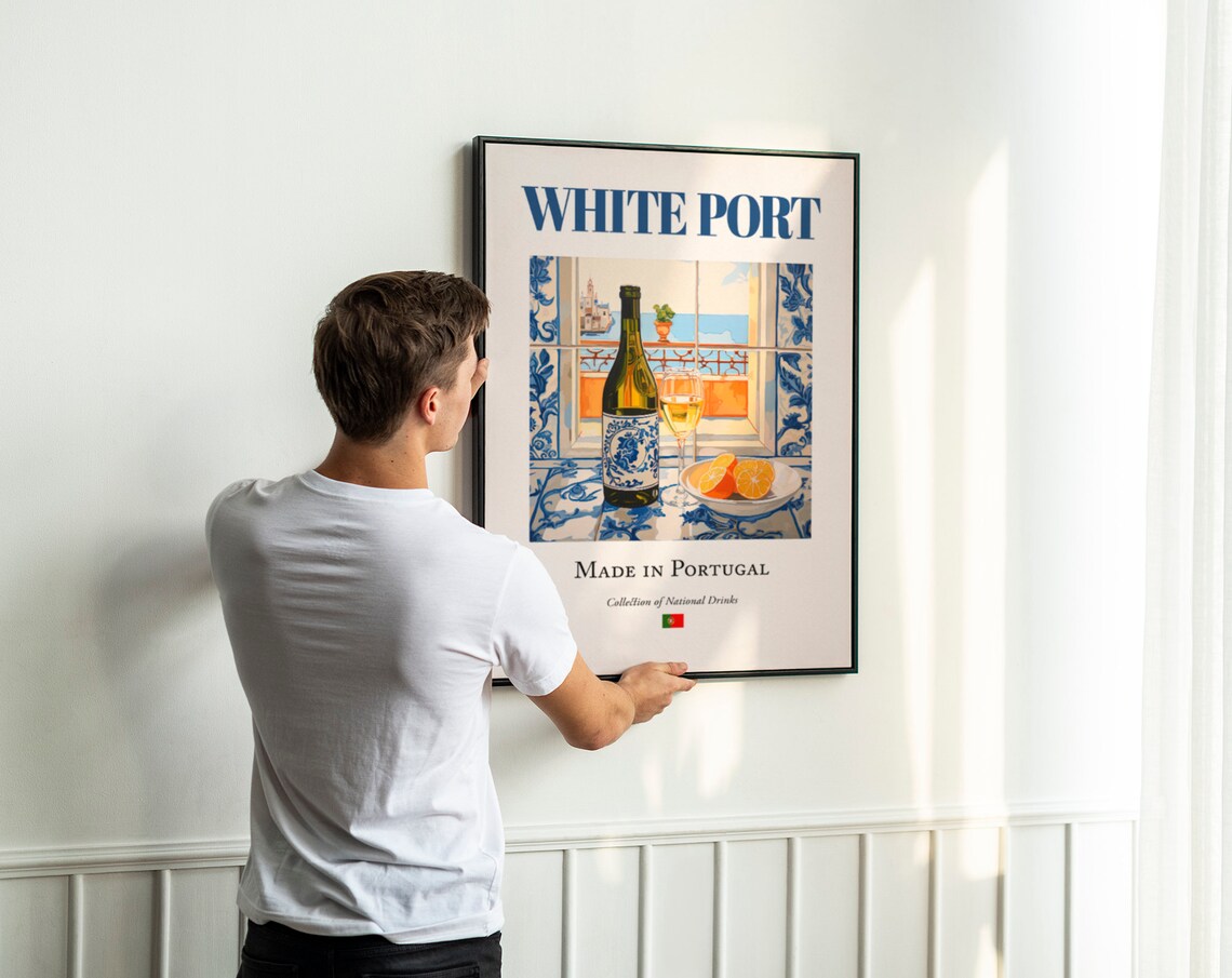 White Port On Azulejo Tile, Portugal Poster Print - Image 3