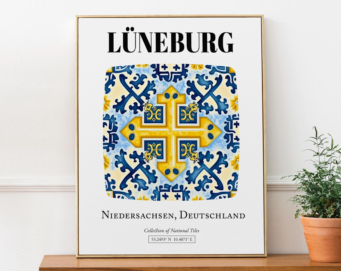 Lüneburg Niedersachsen Germany Traditional Tile Pattern Travel Poster