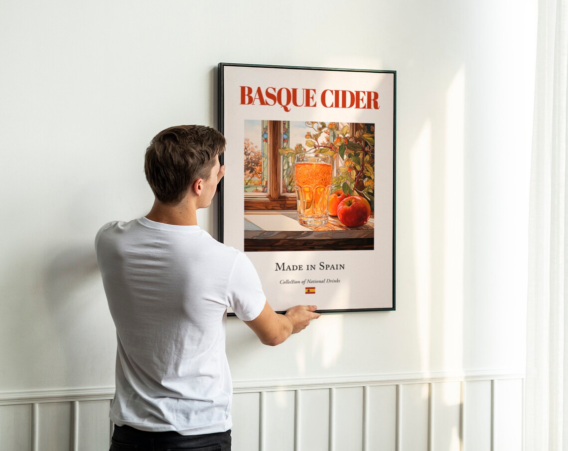 Basque Cider On Maiolica Tile, Spanish Beverage Poster - Image 3