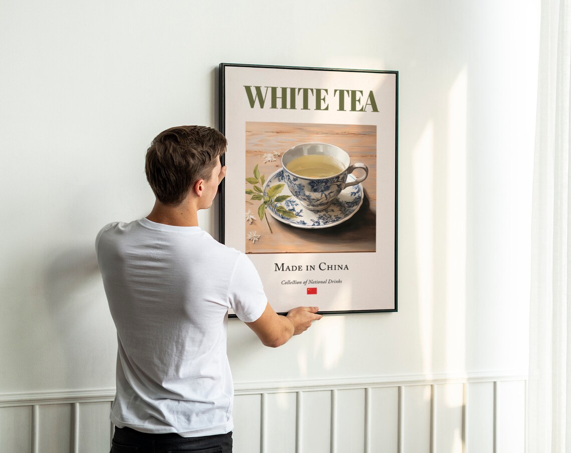 White Tea On Maiolica Tile, Chinese Beverage Art Print - Image 3