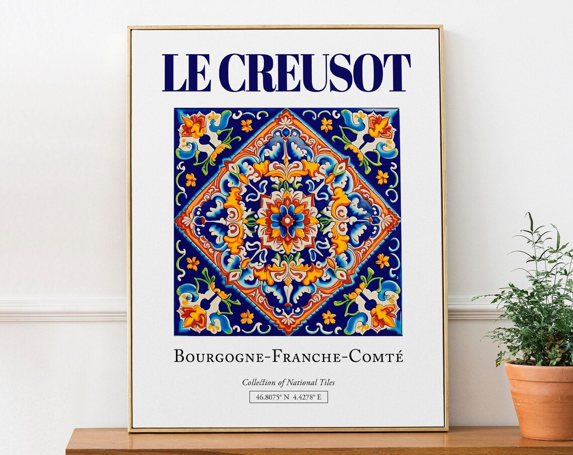 Le Creusot France Folk Traditional Tile Poster