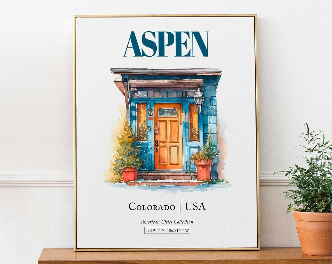 Aspen Colorado USA Minimalist Watercolor Art Print