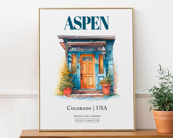 Aspen Colorado USA Minimalist Watercolor Art Print