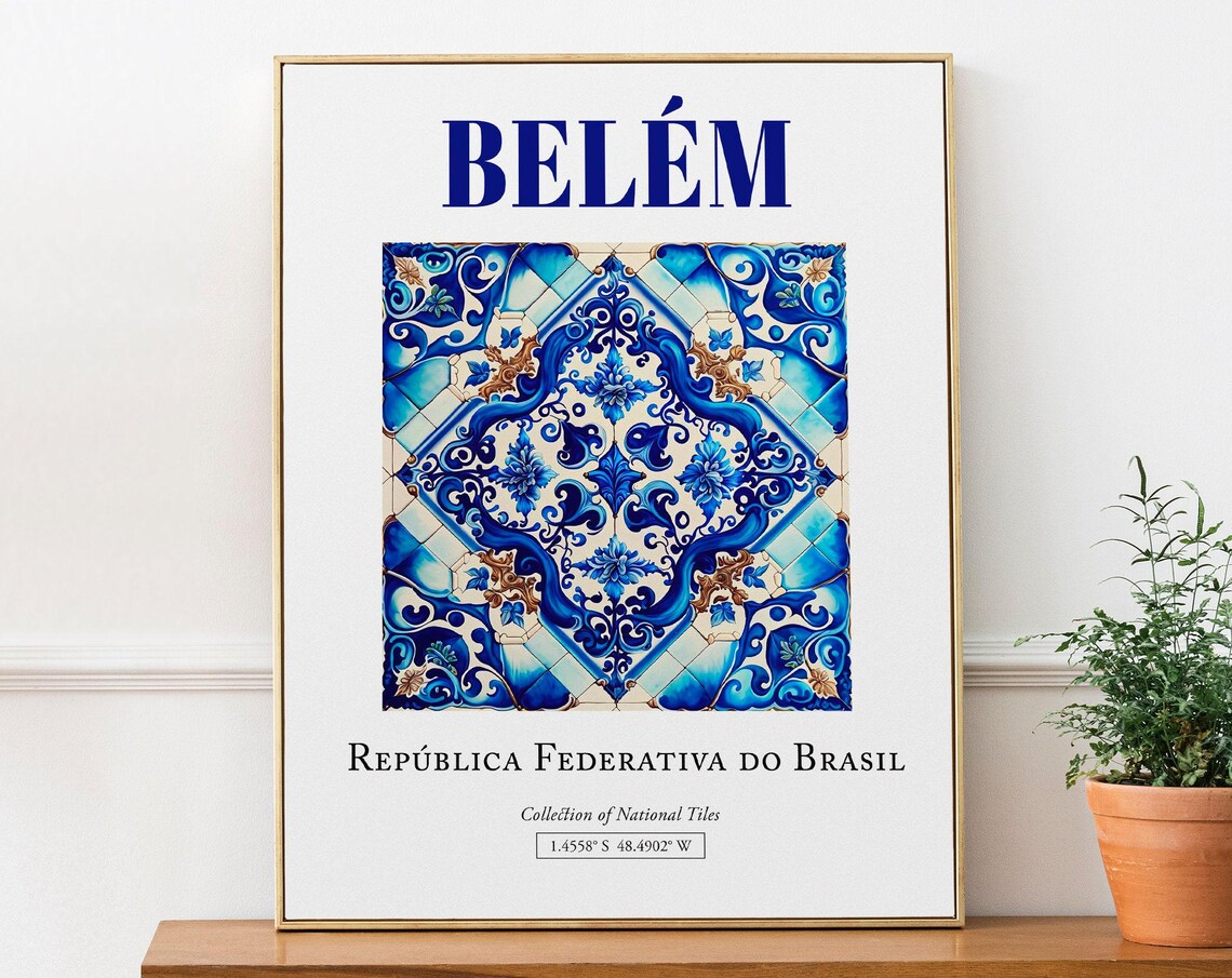 Belm Brasil Traditional Azulejo Tile Bathroom Poster