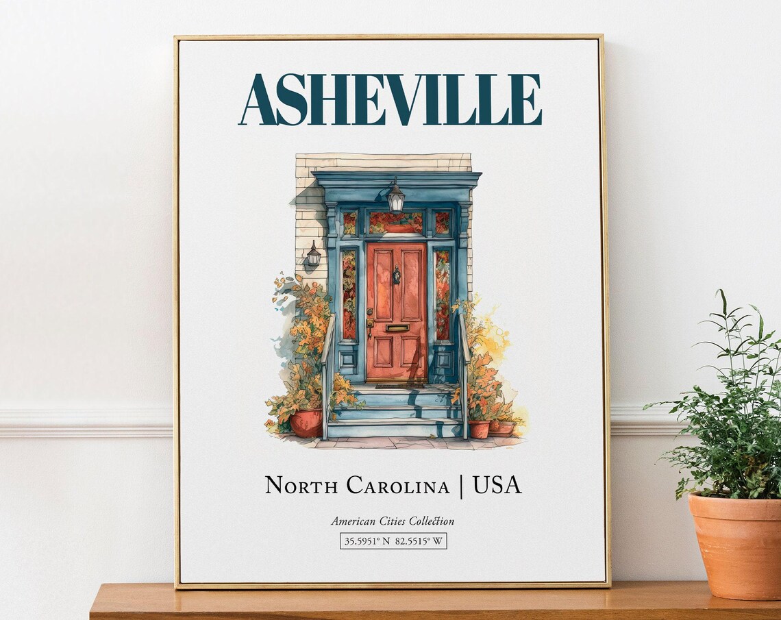 Asheville North Carolina Watercolor Travel Poster