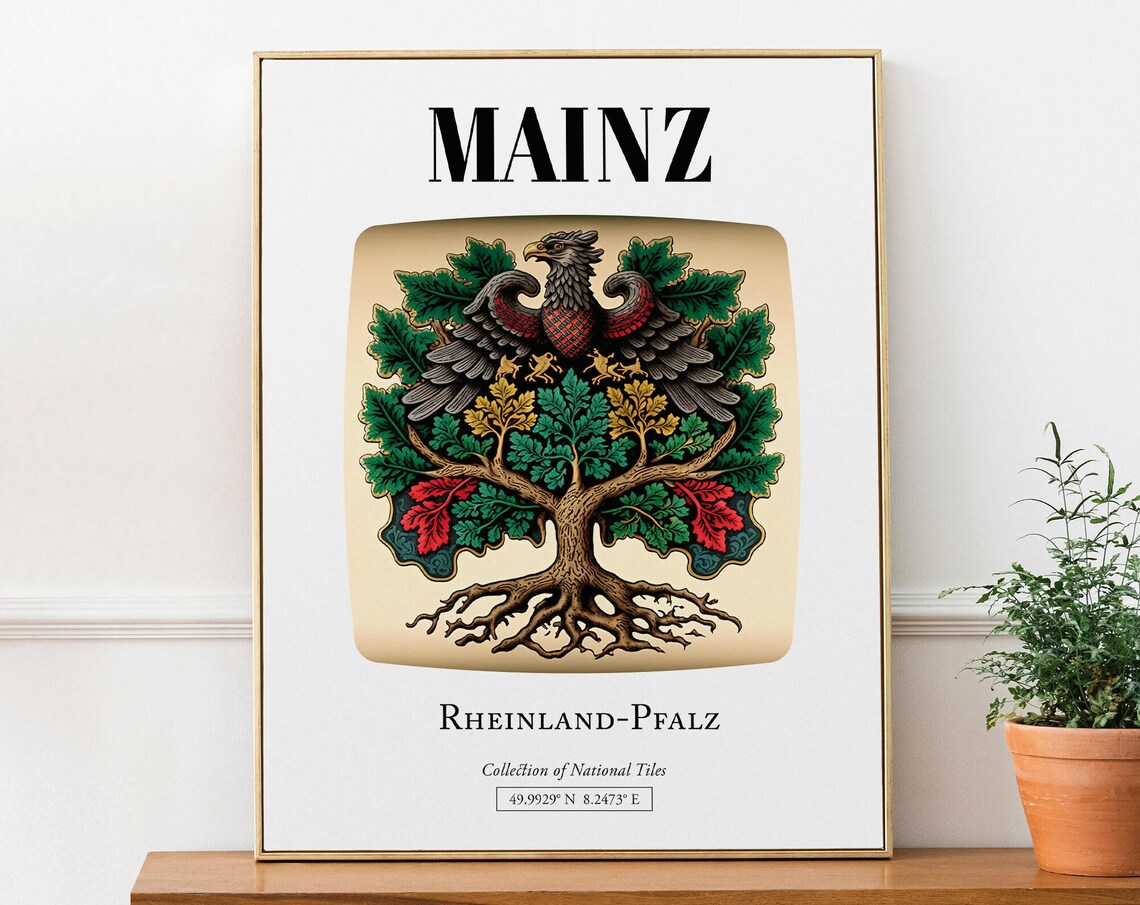 Mainz Rheinlandpfalz Germany Tile Pattern Travel Poster