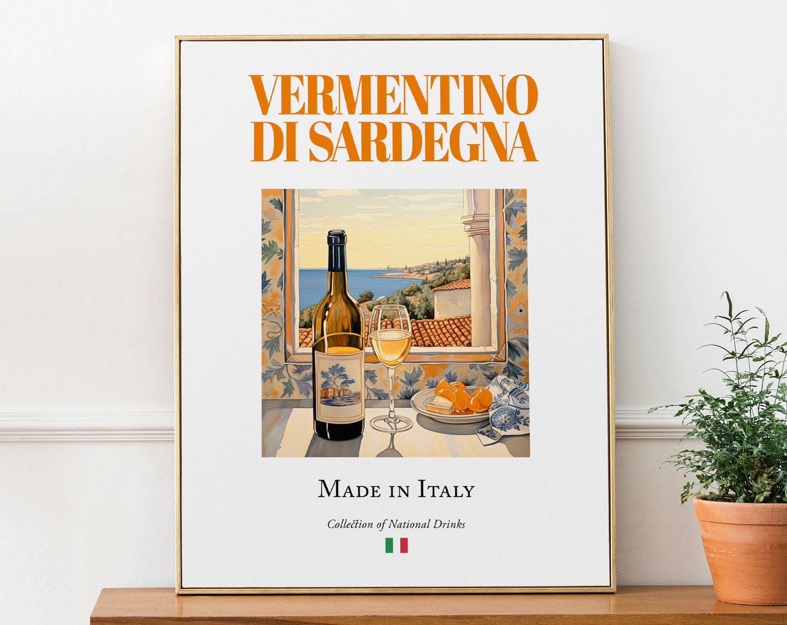 Vermentino Di Sardegna Wine Maiolica Tile Art Print