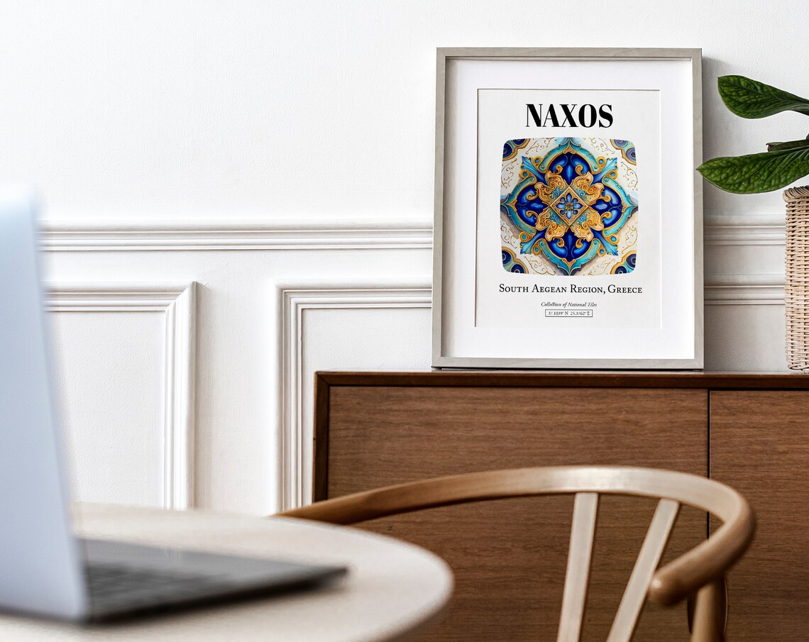Naxos Greek Island Tile Art Poster, Travel Decor - Image 4