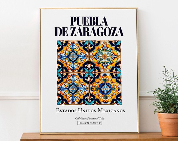 Puebla De Zaragoza Mexico Traditional Tile Art Print
