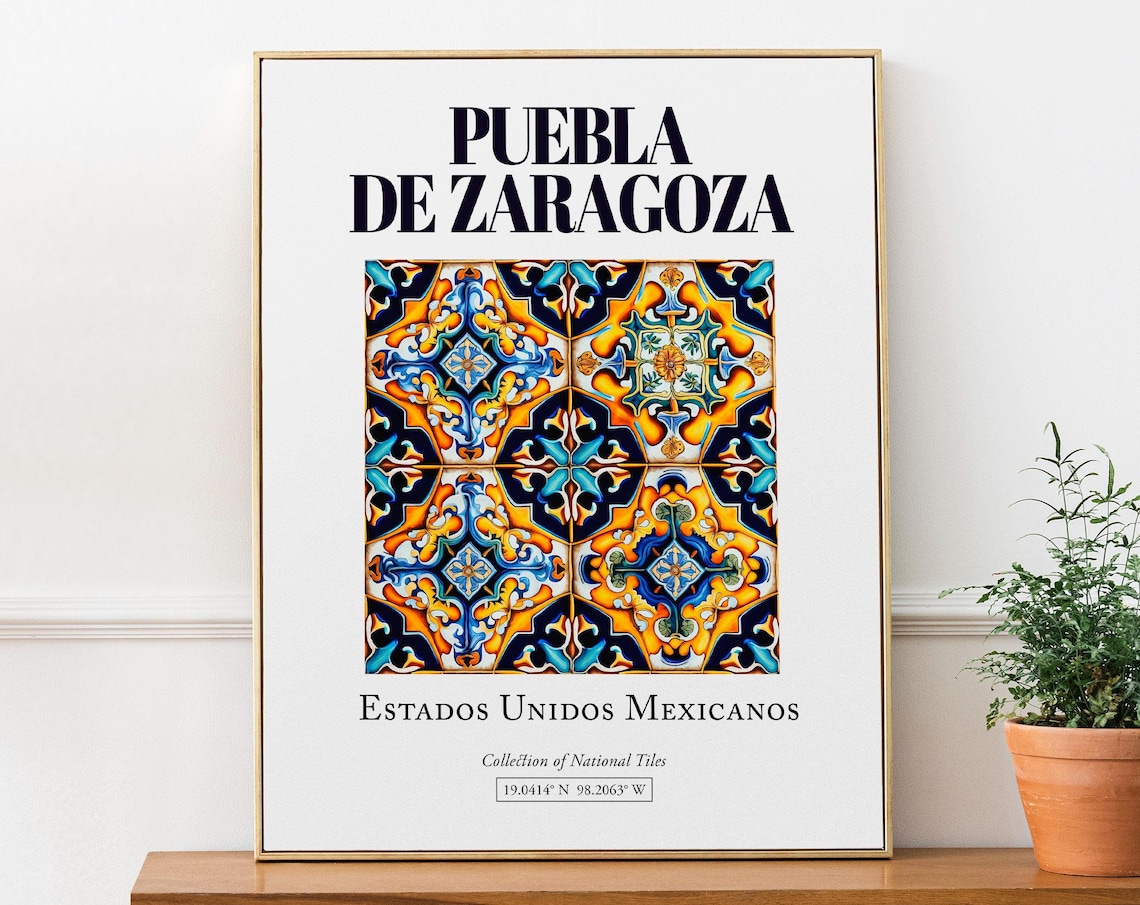 Puebla De Zaragoza Mexico Traditional Tile Art Print