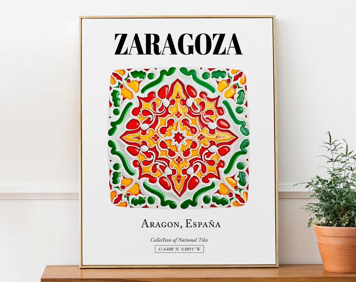 Zaragoza Artistic Tile Designs Poster, Cultural Treasure
