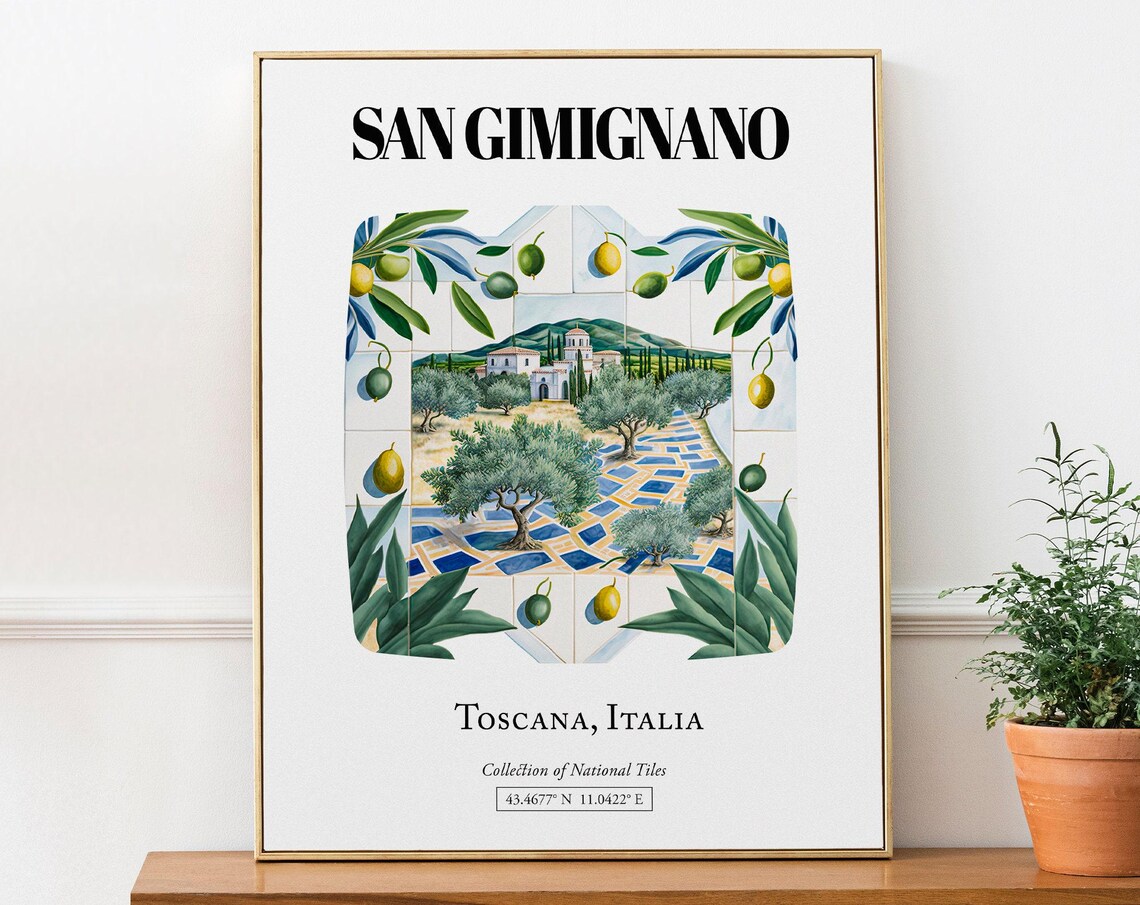 San Gimignano Tuscany Italy Travel Poster, Tuscany Landscape