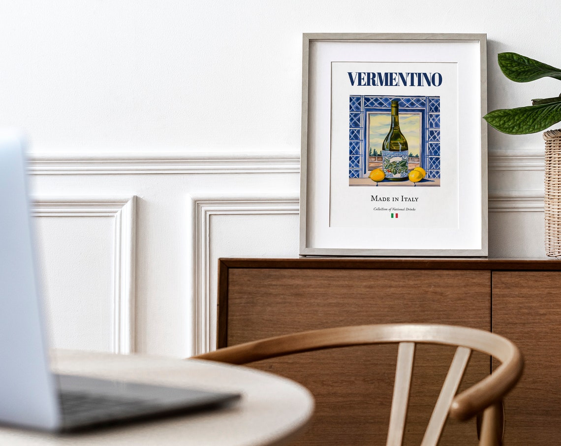 Vermentino On Maiolica Tile, Italian Beverage Art Print - Image 3