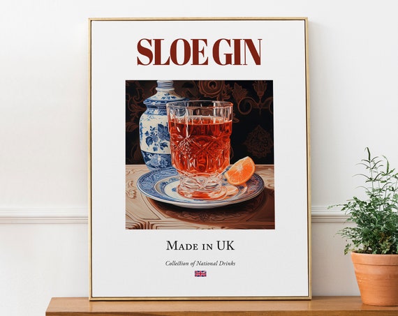 Sloe Gin on Maiolica Tile, Traditional Drink Poster