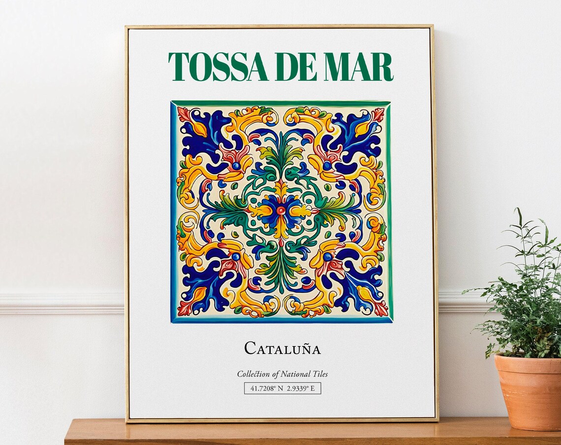Tossa De Mar Catalua Spain Folk Tile Travel Poster