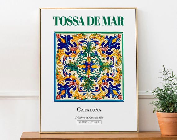 Tossa De Mar Catalua Spain Folk Tile Travel Poster