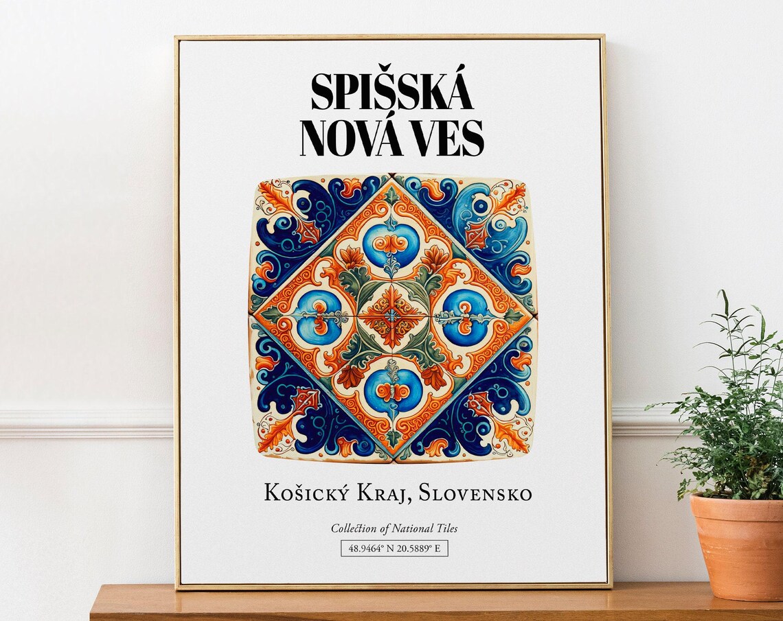 Spisk Nov Ves Koick Kraj Slovensko Traditional Tile Pattern Art Print