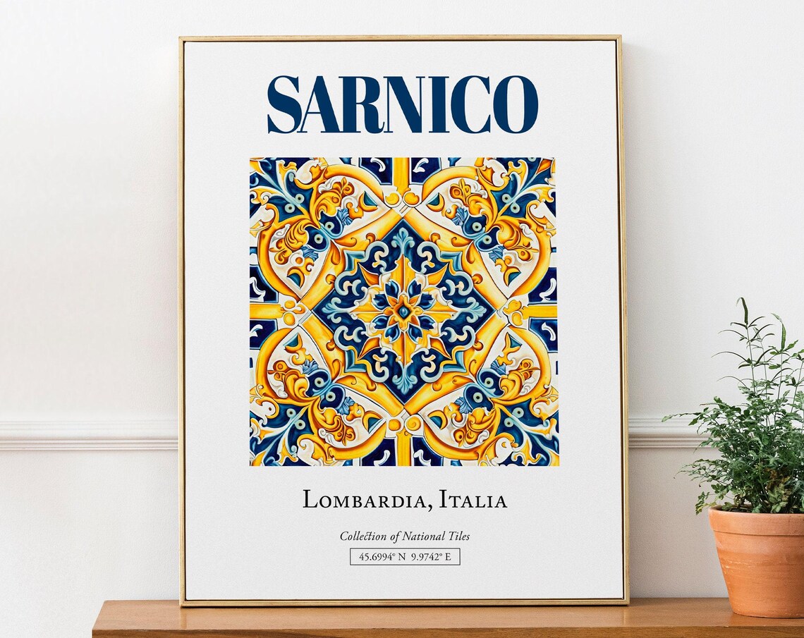 Sarnico Lombardia Italy Folk Maiolica Tile Art Print