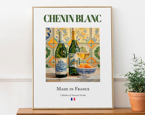 Chenin Blanc Wine On Maiolica Tile, Beverage Print