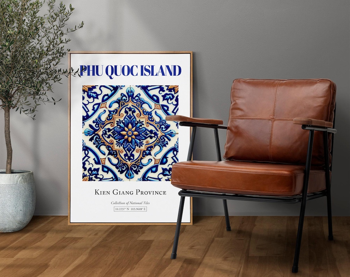 Phu Quoc Island Vietnam Folk Tile Travel Poster