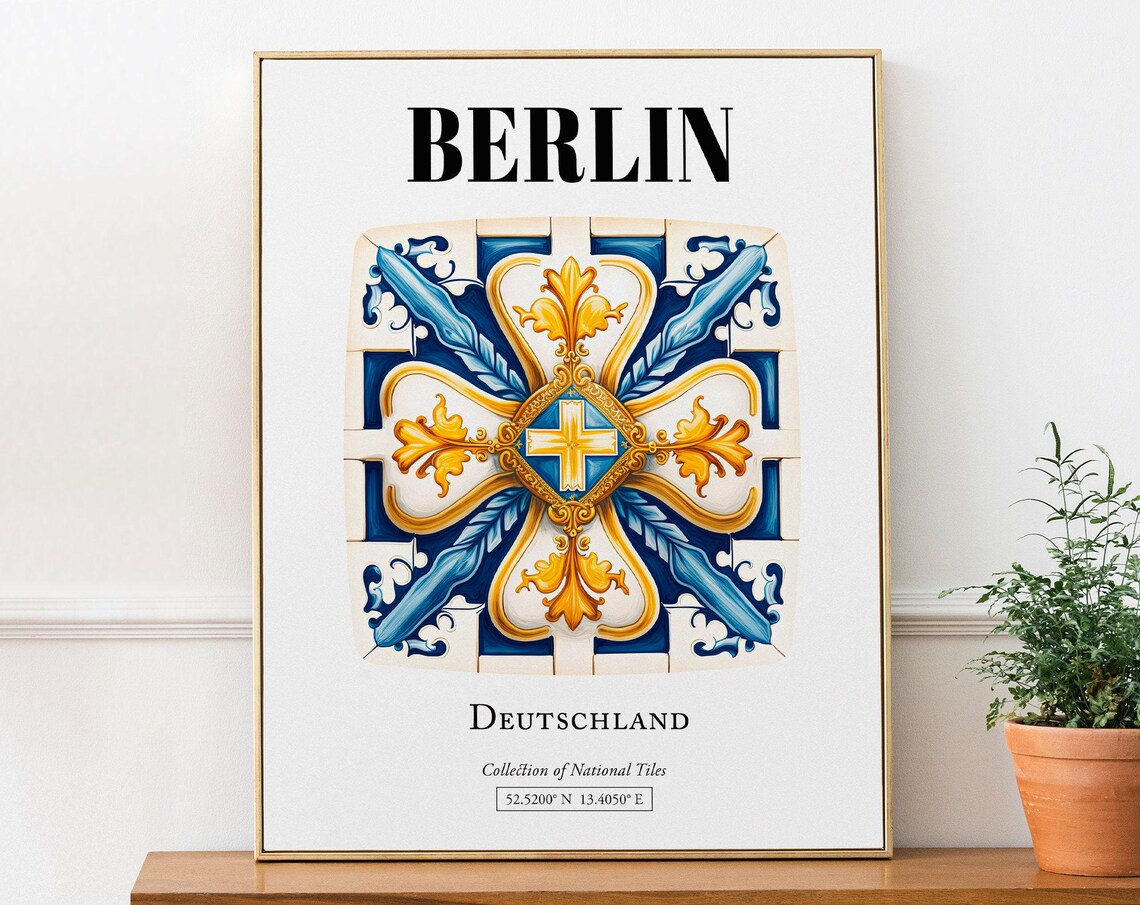 Berlin Germany Traditional Tile Pattern Travel Poster