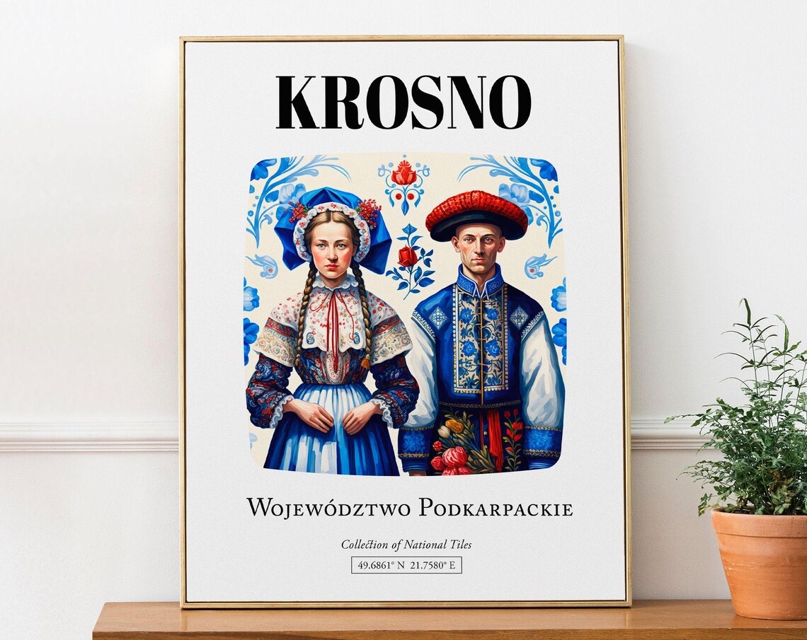 Krosno, Podkarpackie Traditional Tile Pattern Art Print