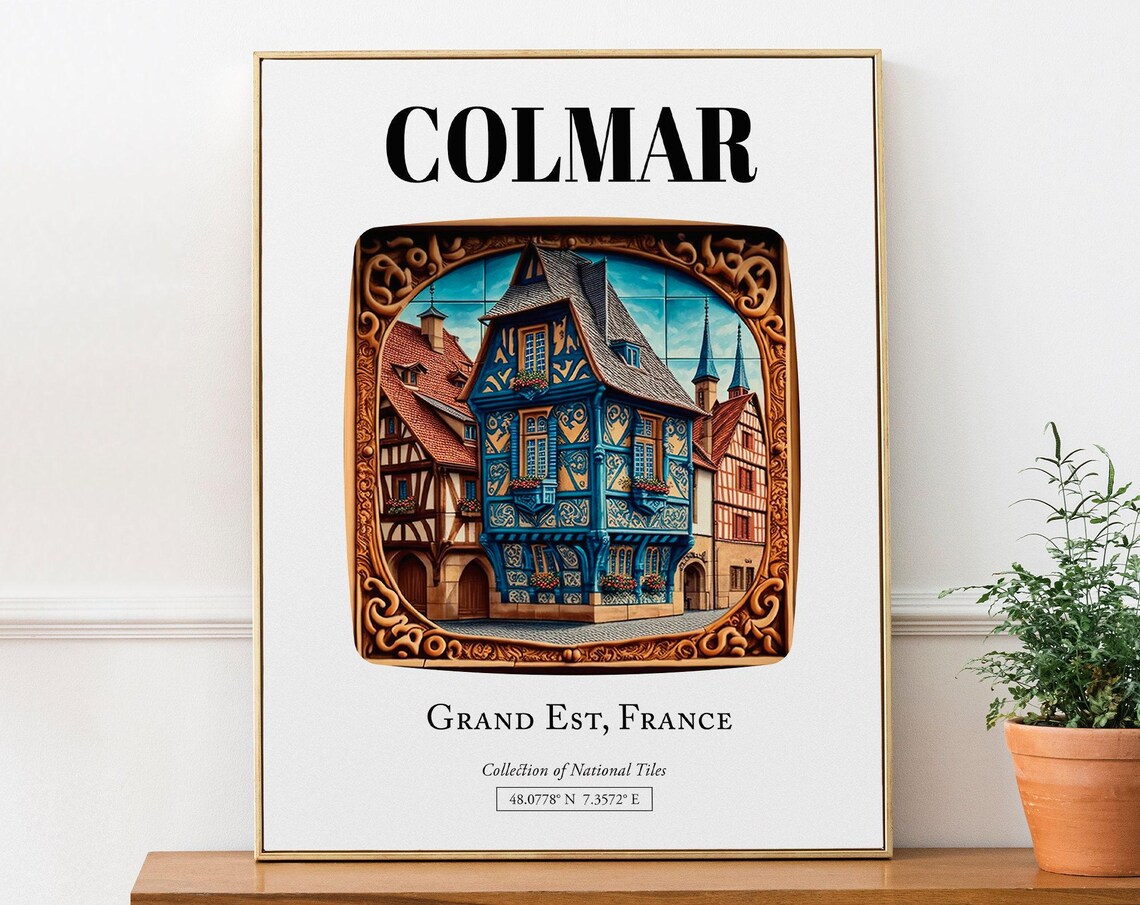 Colmar France Tile Pattern, Traditional Houses Poster