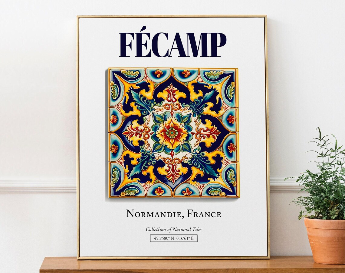 Normandie France Minimalist Tile Travel Poster