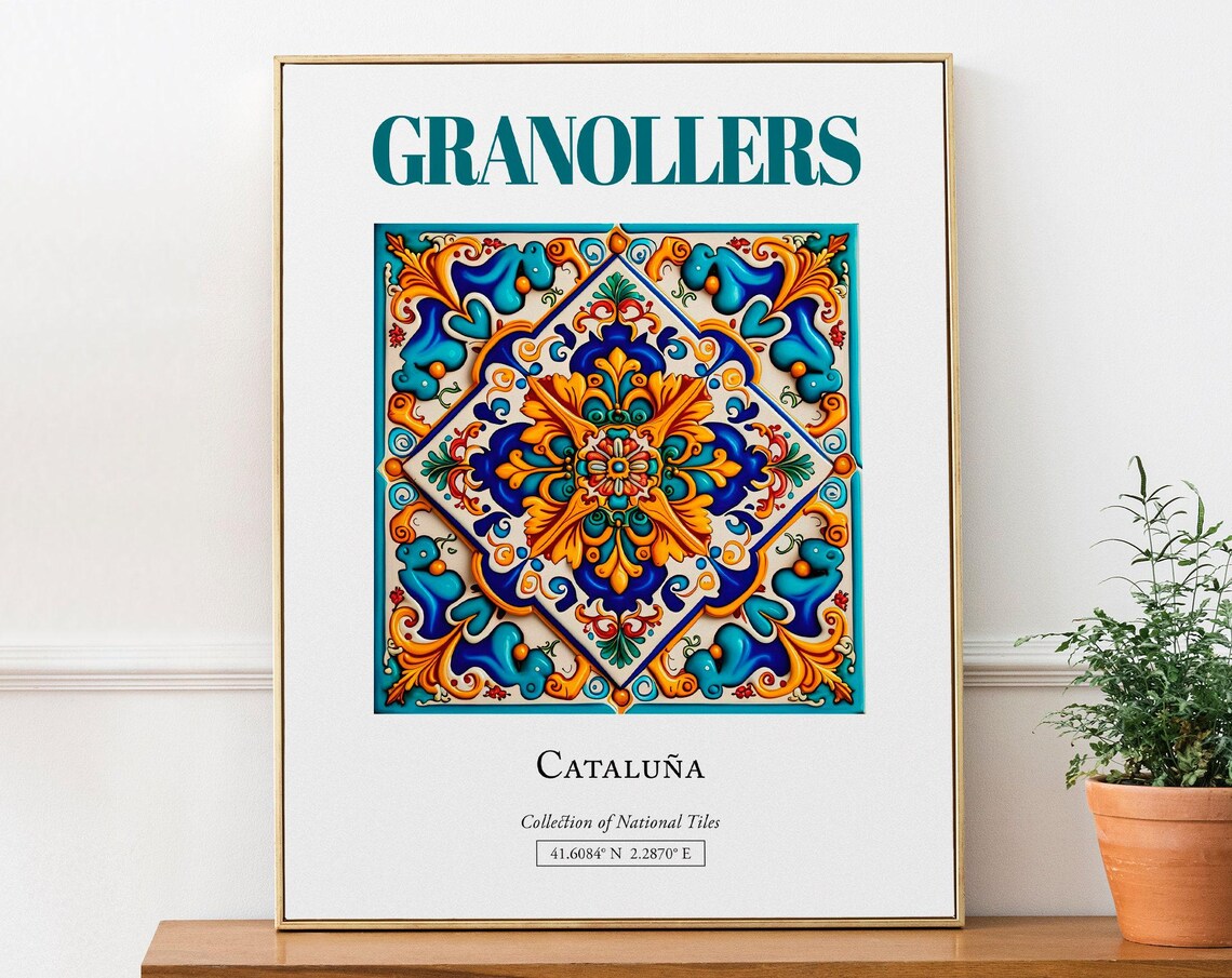 Granollers Catalua Spain Folk Traditional Tile Art Print