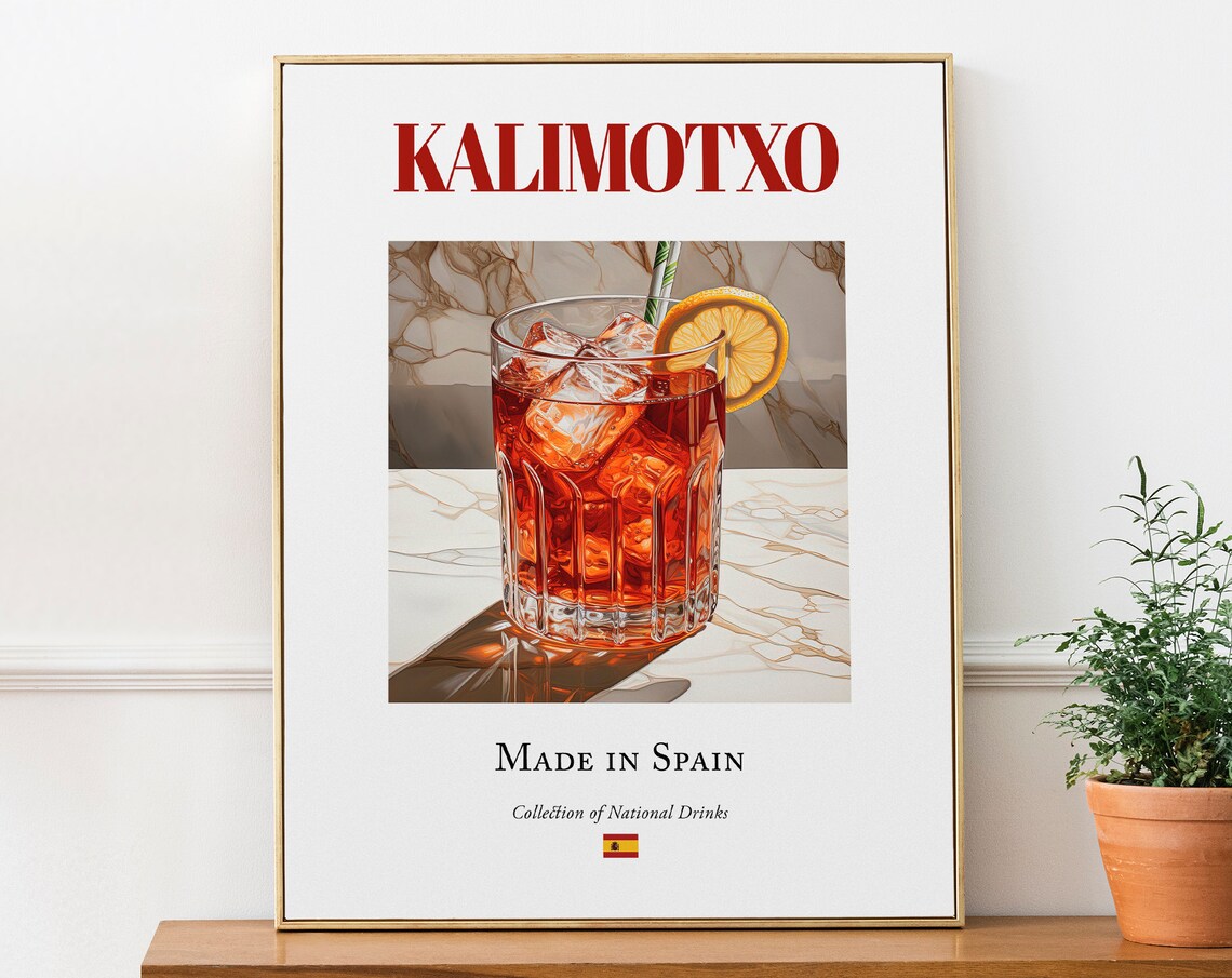 Kalimotxo On Maiolica Tile, Spanish Beverage Poster