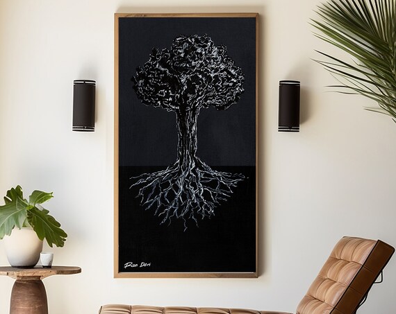 Wall Art Print Modern Painting Rooted In Wisdom Contemporary Art Original Art By Ron Deri Large Vertical Art Tree Of Life Art