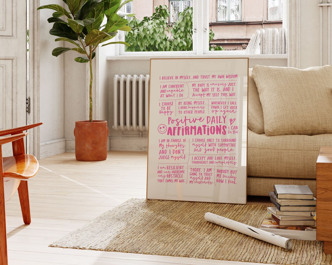 Positive Affirmation Quotes, Teen Girl Room Decor Art Print - Image 3