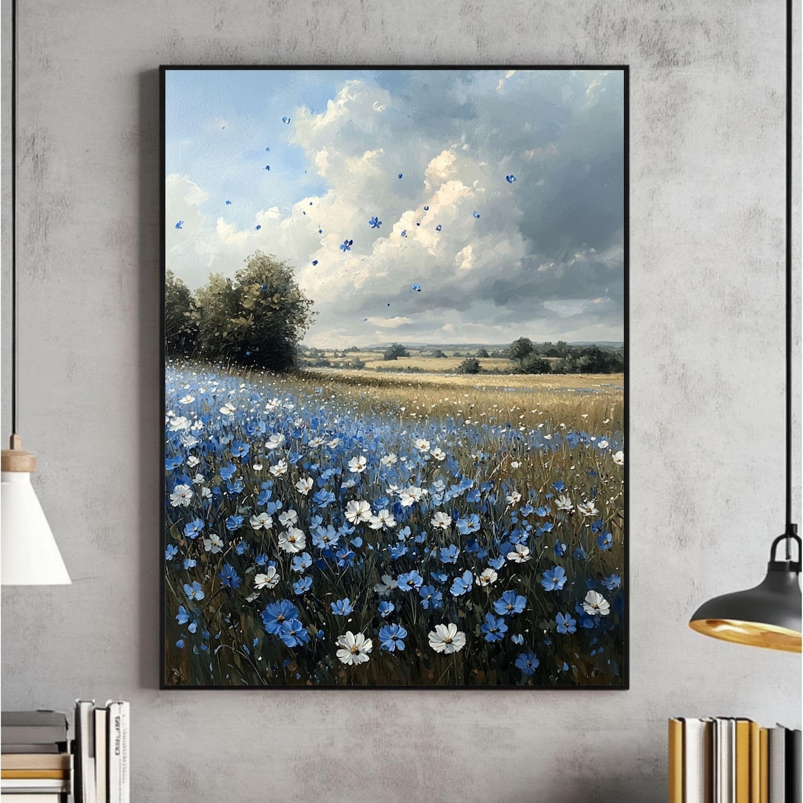 Vintage Meadow Neutral Landscape Art Print